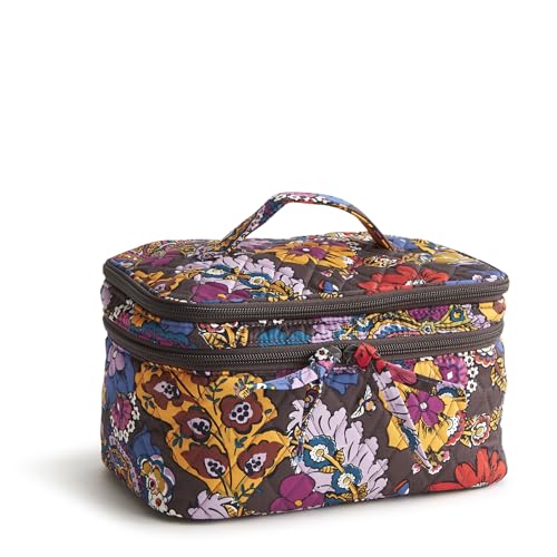 Vera Bradley Women's Premium Cotton Brush Up Cosmetic Case, Colorful Bouquet, One Size