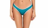 Lucky Brand Shell Stitch - Women's Hipster Bikini Bottom, Cheeky Coverage, Swimwear Separates for Women, Teal, Small