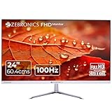 ZEBRONICS EA124 LED Monitor 24 inch 604cm 250 nits 100Hz FHD 1920x1080 HDMI VGA Ultra Slim Bezel Builtin Speakers Metal Stand Wall Mountable
