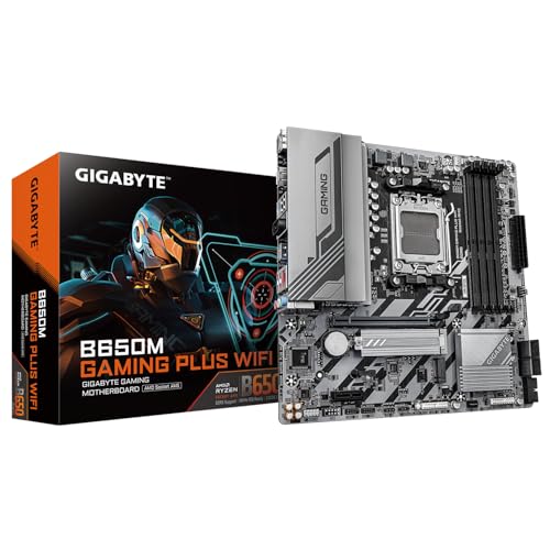GIGABYTE B650M Gaming Plus WiFi AM5 LGA 1718 AMD B650 M-ATX, DDR5, PCIe 4.0 M.2, PCIe 4.0, USB 3.2 Gen 1 Type-C, Wi-Fi 6E, 2.5GbE LAN
