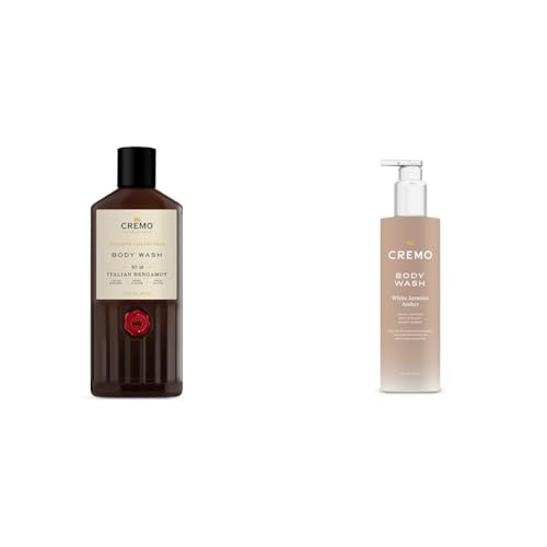 Cremo Italian Bergamot Men's and White Jasmine Amber Women's Body Wash Bundle, 16 Fl Oz Each