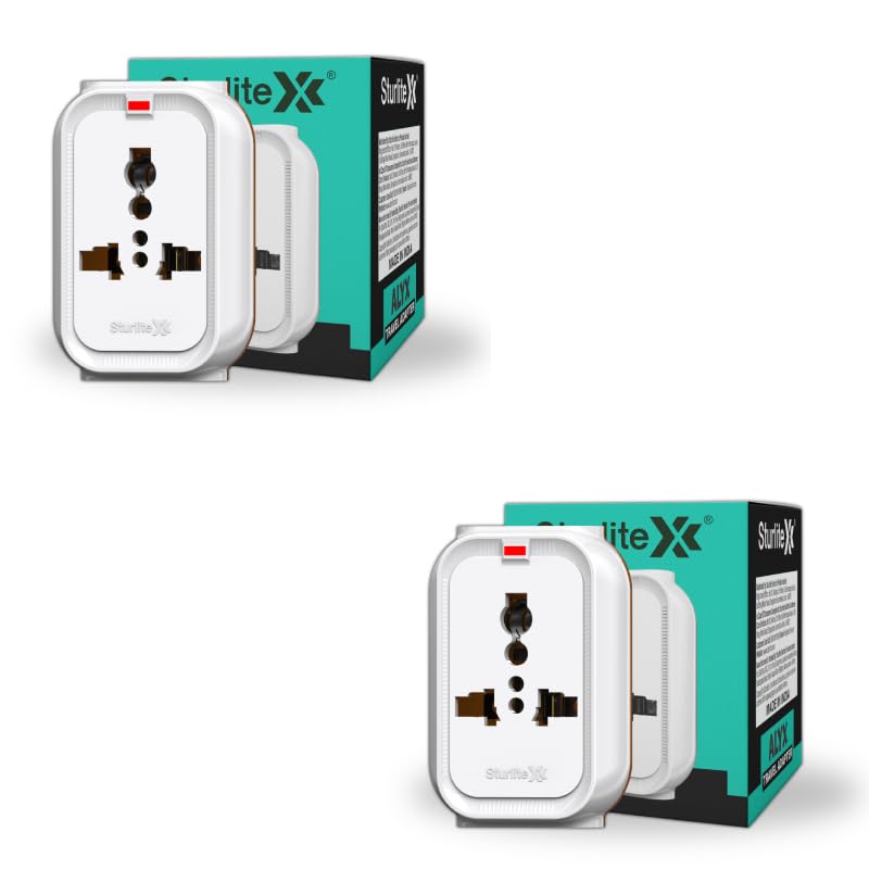 Sturlite Alyx 3 Pin Plug| 2-Pin & 3-Pin Socket| Universal AC Travel Adapter| Strong Polycarbonate Body Socket| Compact Converter Plug for Travel, Home