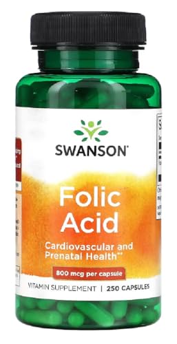 Swansons Swanson - Folic Acid 400mcg | Essential B Vitamin for Cell Division & Maternal Health | 250 Capsules