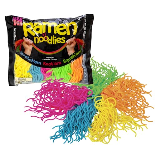 Schylling NeeDoh Ramen Noodlies - Sensory Squeeze Toy - Contains 5 Noodle Clumps - 8.5" Long - Multicolored (Pack of 1)