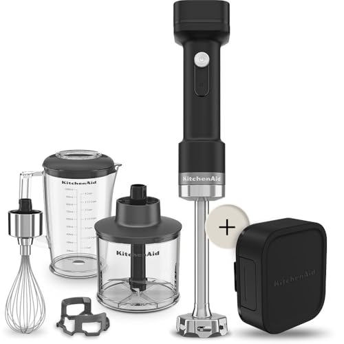 (-35%) KitchenAid Kabelloser Stabmixer - Go Cordless - 1L BPA-freier Becher - Schneebesen und Zerkleinerer - Kratzschutz - Edelstahlklingen - Mit Akku - Schwarz