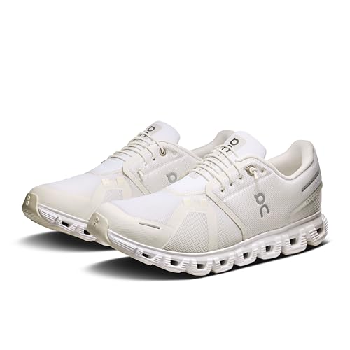 On Men's Cloud 6 Sneaker, White/White, 8