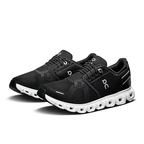 On Women's Cloud 6 Sneakers, Black | White, 8 Medium US