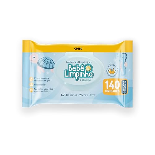 Lenço Umedecido Bebê Limpinho Premium com Tampa Flip 140 unidades