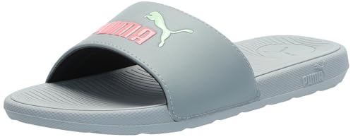PUMA Women's Cool Cat 2.0 Slide Sandal, Cool Mid Gray-Passionfruit-Fresh Mint, 10