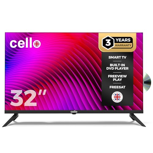 🔥 STARKER PREIS (-20%) Cello C3224WSF 32 Zoll SMART/DVD Fernseher Rahmenlos mit integriertem DVD-Player Triple Tuner Bluetooth ultraschnelles WebOS von LG Disney+ Netflix Prime