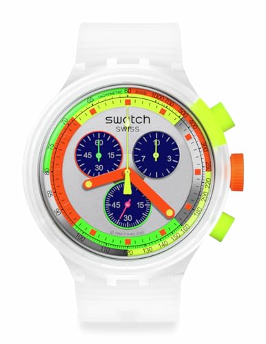 Swatch Big Bold Chrono Unisex Watch Casual Plastic Transparent Quartz Waterproof Neon Jelly