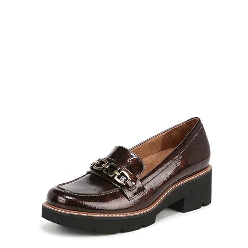 Naturalizer Womens Cabana Lug Sole Slip On Loafer Cinnamon Brown Patent 8 M