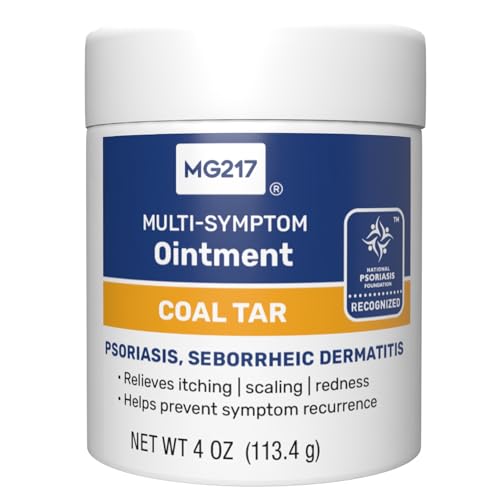 MG217 2% Coal Tar Ointment for Psoriasis, Extra Strength Multi Symptom Relief, Effectively Relieves Itching, Scaling, Redness, Vitamin A, D and E, 4 oz Jar