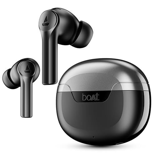 boAt Airdopes 300, Cinematic Spatial Audio, 50HRS Battery, 4Mic AI ENx, Fast Charge, App Support, Low Latency, IPX4, v5.3 Bluetooth Earbuds, TWS Ear B