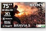 Sony BRAVIA 3 Series 189 cm 75 inches 4K Ultra HD AI Smart LED Google TV K75S30B Black2 Years Warranty for Limited Period