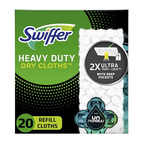 Swiffer Sweeper Heavy Duty Dry Multi-Surface Cloth Refills for Floor Sweeping and Cleaning, Unstopables Fresh Scent, 20 Count