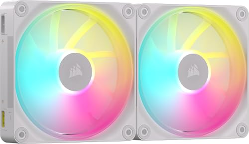 (-38%) CORSAIR iCUE LINK LX140 RGB 140mm PWM-Lüfter Doppelpack – Zwei Lichtschleifen – Inklusive iCUE LINK System Hub – CORSAIR AirGuide Technologie – Weiß