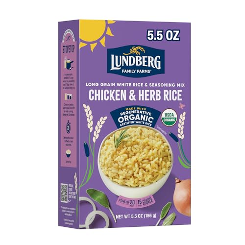 Lundberg Organic Chicken & Herb Seasoned Rice - Regenerative Organic Certified Long Grain White Rice & Seasoning Mix, Gluten Free, 5.5 Ounce