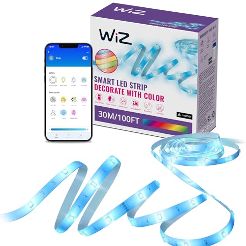 🔥 STARKER PREIS (-46%) WiZ RGB LED Lightstrip - 30m, anpassbar, 16 Mio. Farben + Weißtöne, voreingestellte Lichtmodi, verbindet sich mit Ihrem WLAN, Sprach- / App-Steuerung, funktioniert mit Google Home, Alexa und HomeKit