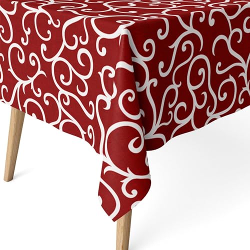 ECOMMERC3 | Stain Resistant Tablecloth for Rectangular Table Size 100 x 140 cm - Stain Resistant Extra Soft and Waterproof Tablecloth in Burgundy