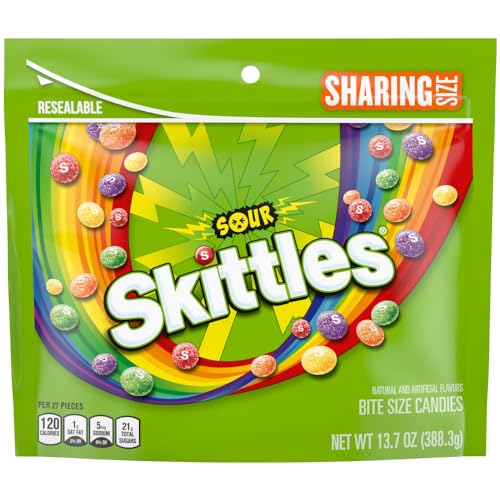 SKITTLES Sour Chewy Candy Bulk Pack – Share Size, 13.7 Oz Bags (Pack of 6), Tangy Fruit Flavors (Sour Strawberry, Lime, Lemon, Orange & Grape), Individually Wrapped, Sour Candy for Parties & Snacking