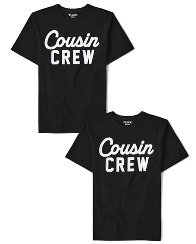 The Children's Place,Boys,Family,Mom,Dad,Sibiling Short Sleeve Graphic T-Shirts,Multipacks,Cousin Crew Black 2-Pack,Large
