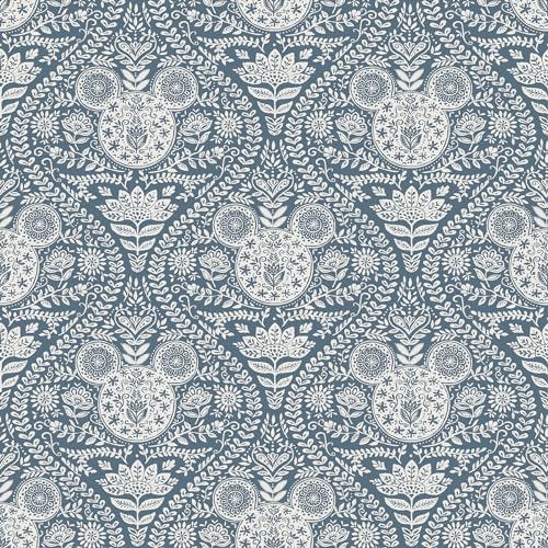 RoomMates Disney Mickey Mouse Blue Block Print Peel & Stick Wallpaper, RMK12787PLW