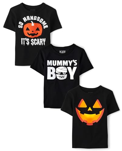 The Children's Place,Baby Boys,and Toddler All Holidays Short Sleeve Graphic T-Shirts,Multipacks,Handsome Pumpkin/Mummy/Pumpkin 3-Pack,3 Years