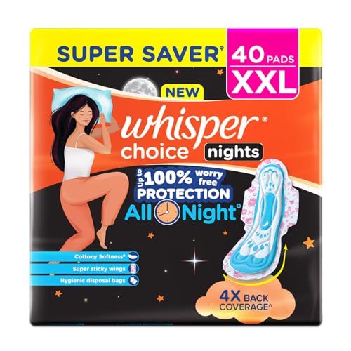 Choice Nights, 40 XXL Pads, Gives Up to 100% worry-free protection all night** with 4x back coverage