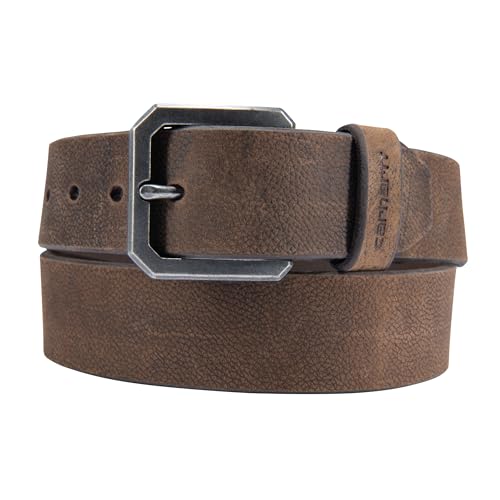 Carhartt Men's Durable Full Grain Saddle Leather Classic Belts, W/Rugged Antique Nickle Hardware, Dark Brown, 36