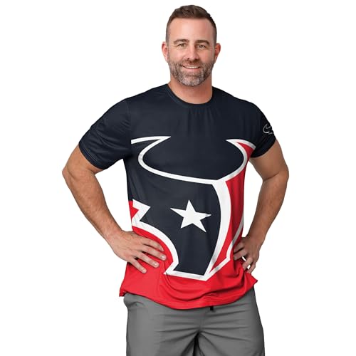 FOCO Houston Texans NFL Mens Cropped Big Logo Colorblock Rash Guard - XXL