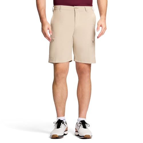 IZOD Men's Golf Swing Flex Stretch Cargo Short, Classic Khaki, 36
