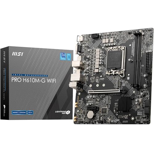 MSI PRO H610M-G WiFi Motherboard – Micro-ATX, Supports 12th/13th/14th Gen Intel Core Processors, LGA 1700 Socket, DDR5 Memory Boost 5600MHz/MAX, PCIe 