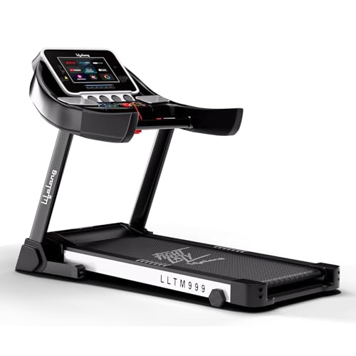 Lifelong Treadmill for Home - 6 HP Peak Motorized Treadmill, 6 Level Manual Inclines, Max Speed 14 km/hr - Heart Rate Sensor, Bluetooth Speaker,10Inch
