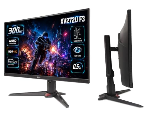 Acer Nitro XV272U F3 27 inch IPS WQHD 2560x1440 Gaming Backlight LED LCD Monitor I Rapid 300Hz Refresh, 0.5ms Response I HDR 400 I AMD FreeSync Premiu