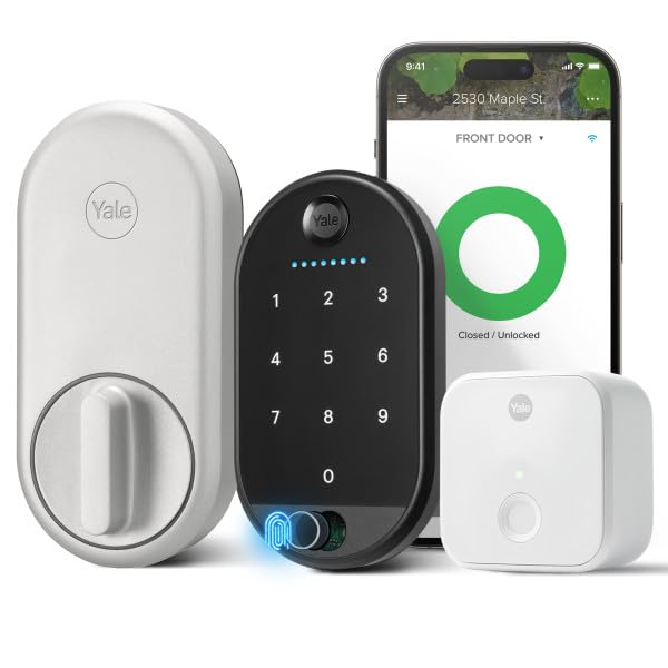 Yale Approach™ Lock Deadbolt, Silver Key-Free Smart Entry Door Lock with Wi-Fi Connected Touchscreen Keypad and Biometric Fingerprint Scanner for Code Entry and Remove Access, B-YRR110-F-WF1-N-BSP