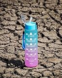 Clazkit Plastic Unbreakable Water Bottle With Motivational Time Marker Sipper Bottle For Adults Water Bottle For Gym OfficeWater Bottle For KidsBoysGirls Blue 1 Ltr 1 Pc