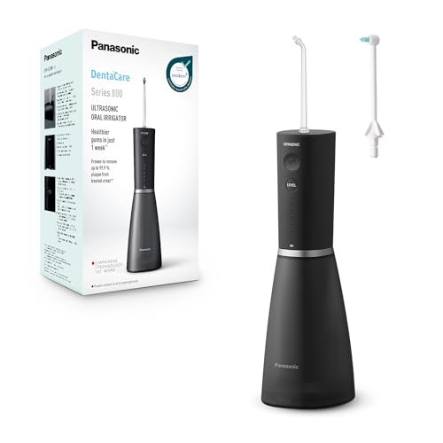 Panasonic Series 800 Ultraschall-Munddusche EW-DJ86-K503, Zahndusche, Munddusche kabellos, 200 ml, 1 Ultraschall- & 1 kieferorthopädische Düse, 5 Wass