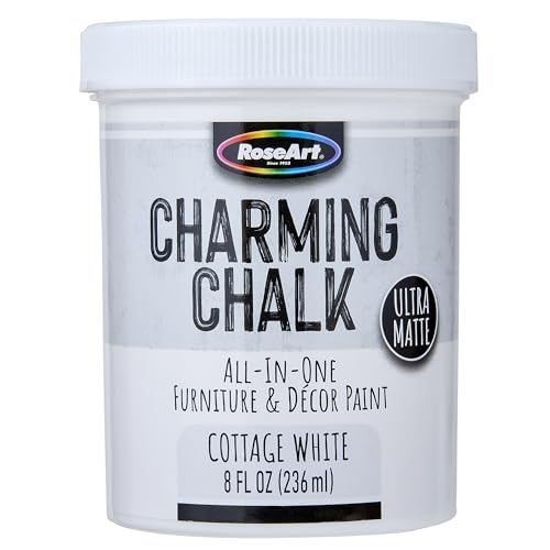Charming Chalk All-In-One Furniture & Décor Paint - 8oz Cottage White, Ultra Matte Chalk Finish Paint, Ideal For All Techniques Including Distressing, No Prep Needed, Made In USA