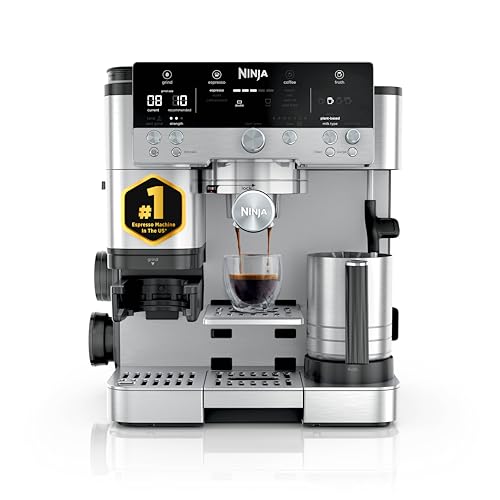 Ninja | Máquina de café expreso y cafetera de goteo | Serie Luxe Café Premier | Molinillo de café integrado, espumador de leche, manipulación asistida y almacenamiento de accesorios de espresso