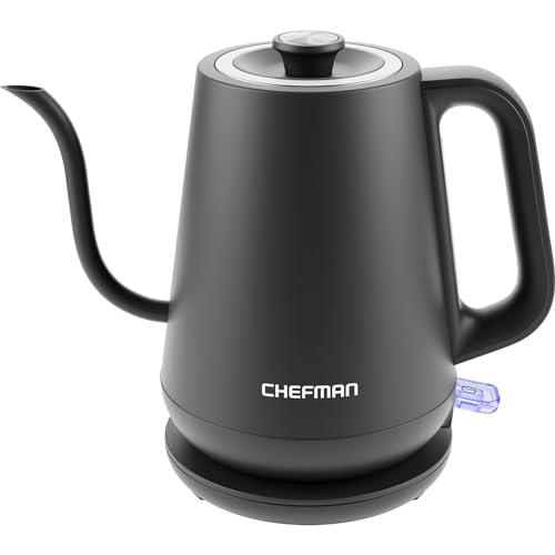 Chefman Gooseneck Electric Kettle, 0.8L Pour Over Tea Kettle for Coffee and Tea, One-Touch Operation, Boil-Dry Protectio