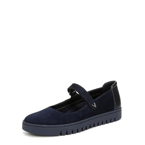 Vionic Women's Uptown Maryjane Mary Jane Flat, Navy Blazer Suede, 8
