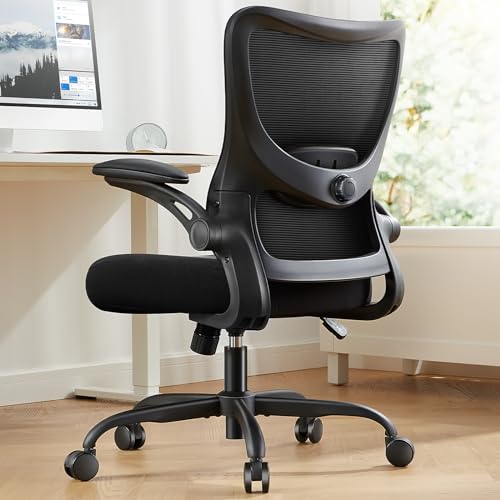 (-36%) Marsail Bürostuhl Ergonomisch, Schreibtischstuhl mit 3D PU Armlehnen und Verstellbarer Lendenwirbelstütze, Drehstuhl Höhenverstellung und Wippfunktion, Chefsessel aus Mesh, Bis 136kg/300LBS