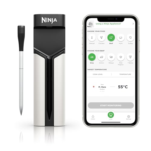 (-30%) Ninja ProChef Kabelloser Temperaturfühler/Bratenthermometer, Kochen/Grillen/Air Fry, 50m Bluetooth-Reichweite, 30h Batterielaufzeit, App-Verbunden, Hitzebeständig, Wasserdicht, WP100EU