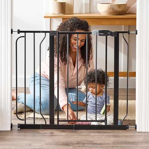 Regalo Easy Step 38.5-Inch Wide Walk Thru Baby Gate, Includes 6-Inch Extension Kit, Pressure Mount Kit, Wall Cups, Black