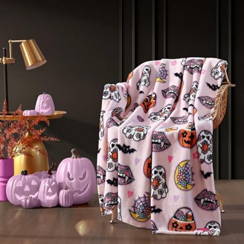 Betsey Johnson - Blanket, Buttery-Soft Throw Blanket for Couch or Bed, Boldly Plush & Oversized Bedding, Halloween Decor (Retro Halloween Pink, 50" x 70")