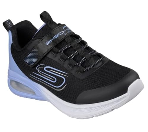 🔥 STARKER PREIS (-63%) Skechers Microspec Max Advance Fly 3.0 Sneaker für Mädchen, Schwarzes Netzgewebe mit Lavendelbesatz, 10 UK Child