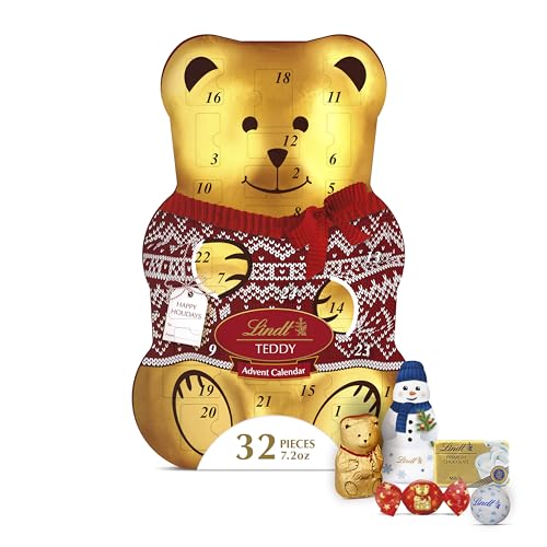Lindt Teddy Christmas Advent Calendar Assorted Chocolate Candy Box, 7.2 oz.