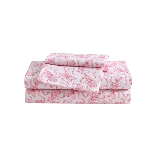 Betsey Johnson - Full Bed Sheets, Soft & Lightweight Bedding, Fade & Wrinkle Resistant (Ballet Bows Pink, Full)