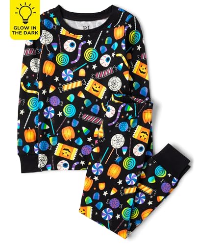 The Children's Place,Unisex Baby,and Kids, Sibling Matching, Holiday Pajama Sets, Cotton,Allover Halloween Candy,6